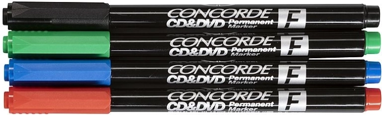 Μόνιμοι μαρκαδόροι CONCORDE για CD και DVD – σετ 4 τεμ.