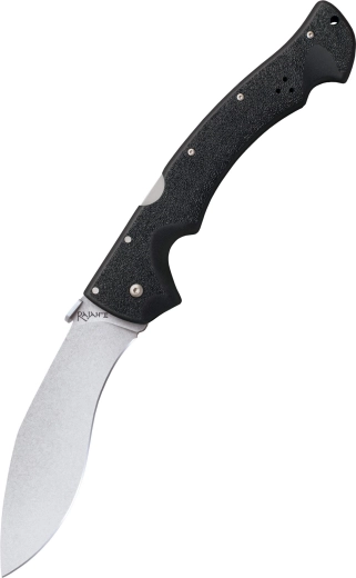 Cold Steel Rajah II πτυσσόμενο μαχαίρι τσέπης, λεπίδα stonewash, μαύρη λαβή Griv-Ex