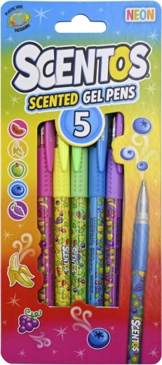 Στυλό gel SCENTOS Neon με φρουτώδες άρωμα, σετ 5 τεμ.