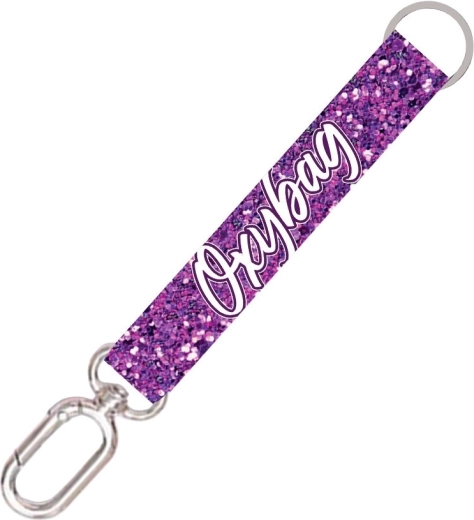 Κοντό λουράκι κλειδιών με καραμπίνερ Purple Glitter