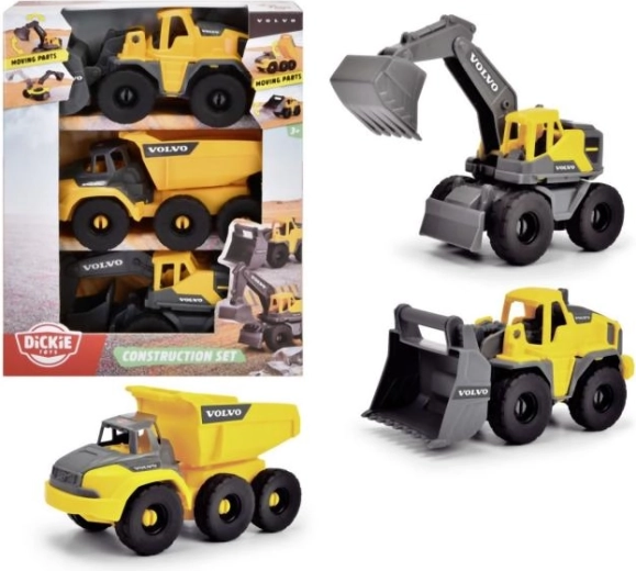 Σετ κατασκευών VOLVO – 3 μηχανήματα έργων, 16 cm (1:36)