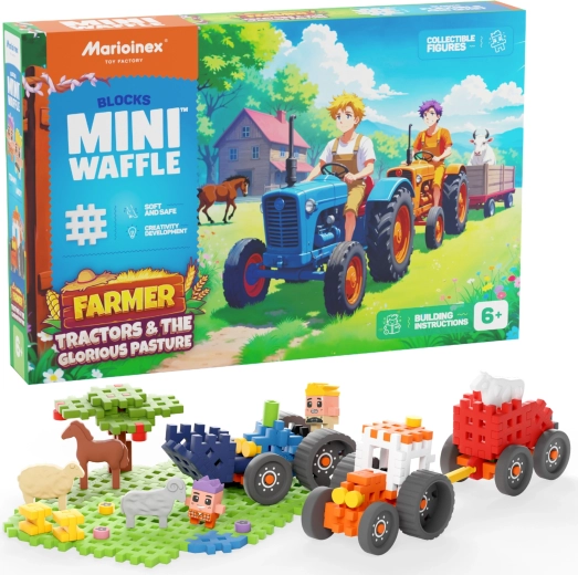 Κατασκευαστικό σετ Mini Waffle Farmer – τρακτέρ και λιβάδι 110 τεμ. Marioinex