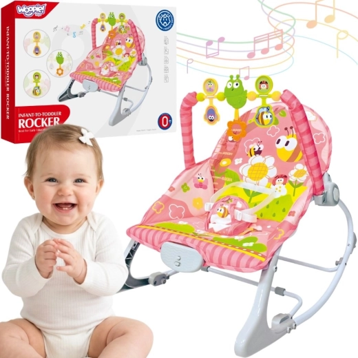 Woopie Baby ροζ δονητικό ρηλάξ με μπάρα παιχνιδιών