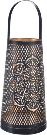 Μεταλλικό κηροπήγιο Mandala μαύρο-χρυσό 30 cm