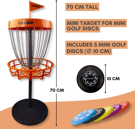 Guru mini σετ discgolf – παιχνίδι κήπου με καλάθι και 5 δίσκους