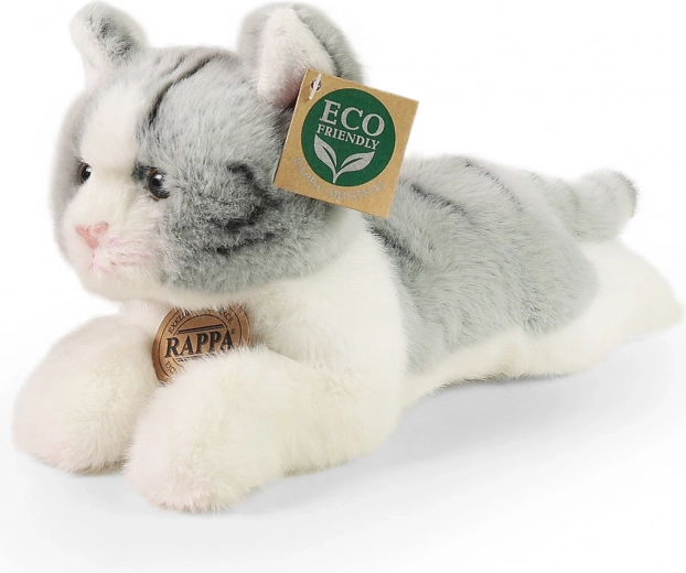 Λούτρινη γκρι γάτα ξαπλωμένη 20 cm ECO-FRIENDLY