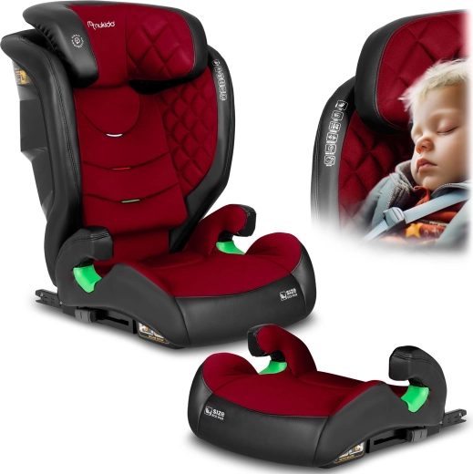 Κάθισμα αυτοκινήτου Nukido Louis 100–150 cm, ISOFIX, μαύρο‑κόκκινο