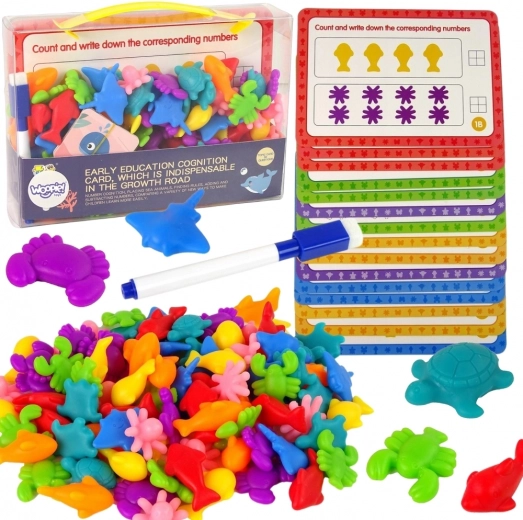 Woopie εκπαιδευτικό σετ Montessori για εκμάθηση μέτρησης και ταξινόμησης χρωμάτων Θαλάσσιος κόσμος 111 τεμ.
