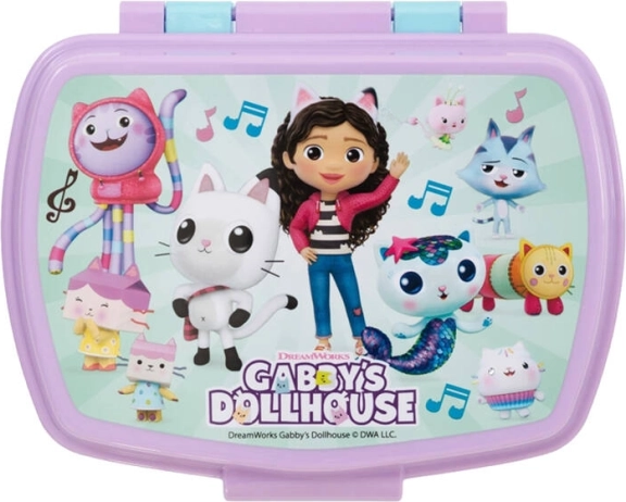 Παιδικό δοχείο φαγητού Gabby's Dollhouse 750 ml ροζ‑μπλε