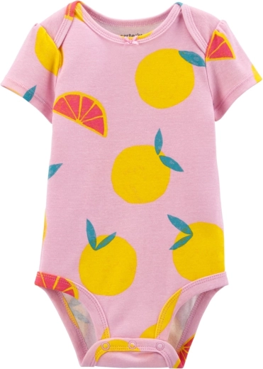 Βρεφικό κορμάκι CARTER'S με κοντό μανίκι Purple Lemon για κορίτσια – NB/ μέγεθος S 56
