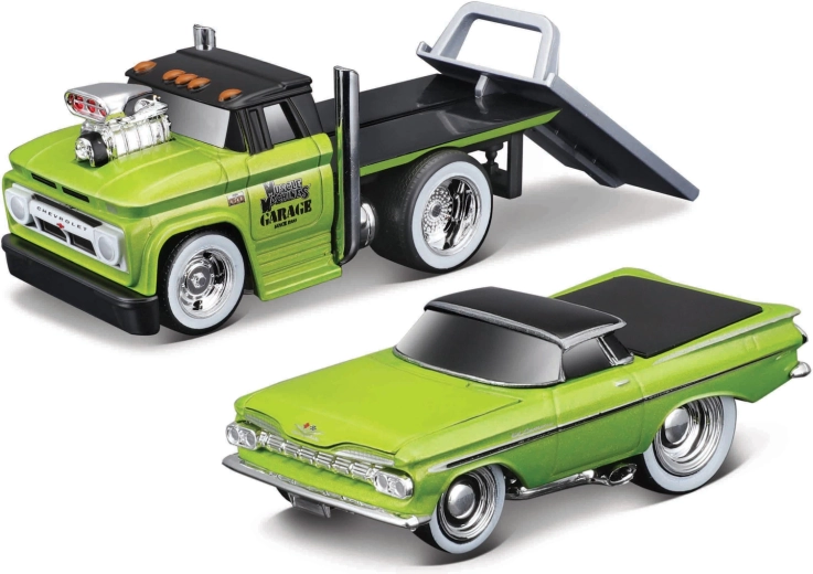Maisto Muscle Transports 1966 Chevrolet C60 flatbed με Chevrolet El Camino 1:64