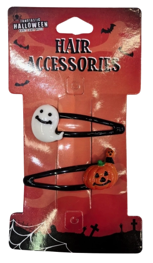 Αποκριάτικα κλιπ μαλλιών Halloween φάντασμα και κολοκύθα - 2 τεμ.