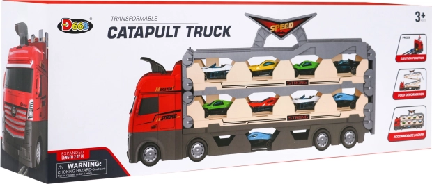 Σετ 3 σε 1 – φορτηγό με πλατφόρμα και καταπέλτη για αυτοκινητάκια, 3+