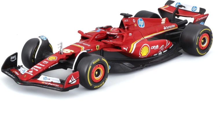 Μεταλλικό μοντέλο Bburago 1:43 Ferrari SF-24 Charles Leclerc με φιγούρα οδηγού σε κουτί δώρου