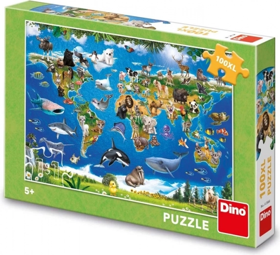 Παζλ Dino χάρτης ζώων – 100 XL κομμάτια