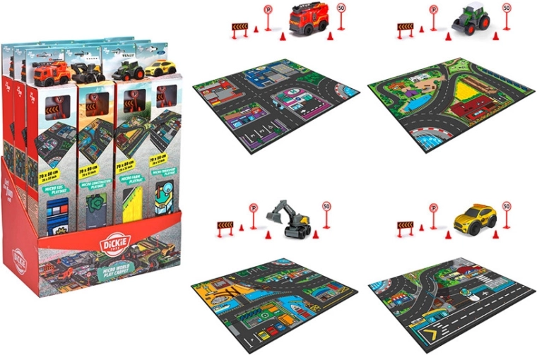 Παιχνιδούπολη – χαλί με αυτοκινητάκι DICKIE TOYS 70 × 80 cm