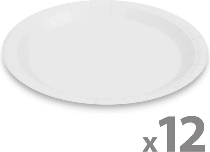 Σετ λευκών χάρτινων πιάτων 23 cm, 12 τεμάχια