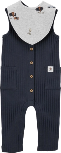 Σετ Carter's με αμάνικο φορμάκι και σαλιάρα Navy Buffalo για αγόρια
