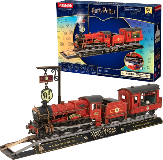 Puremind Harry Potter ξύλινο 3D μοντέλο του τρένου Hogwarts Express με φως και ήχο