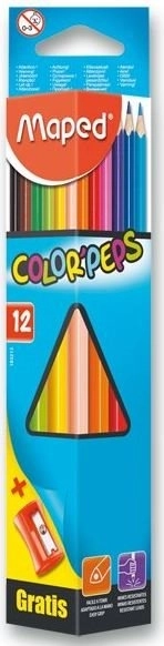 Τριγωνικές ξυλομπογιές MAPED Color'Peps 12 τεμ. με ξύστρα