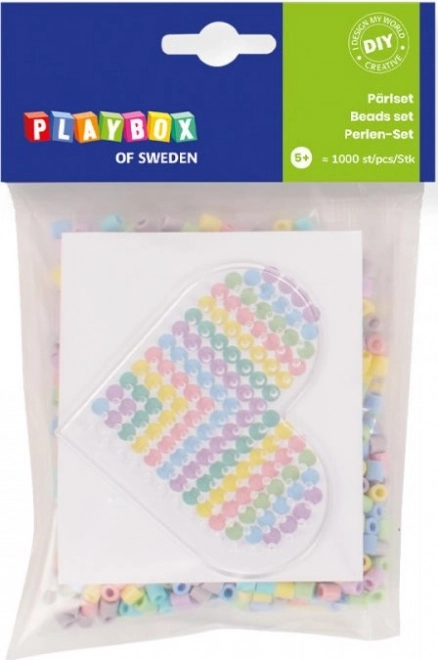 Playbox Μικρό σετ σιδερώσιμων χαντρών Καρδιά 1000 τεμ.
