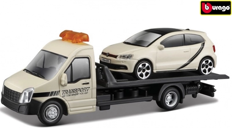 Bburago Street Fire μεταφορικό όχημα με πλατφόρμα και VW Polo GTI Mk5 1:43