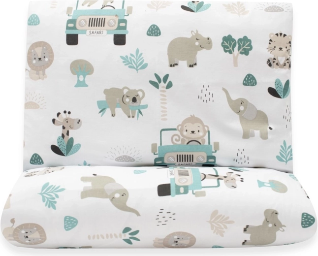 Βαμβακερά βρεφικά κλινοσκεπάσματα New Baby Safari II 90×120 cm, σε χρώμα μέντας