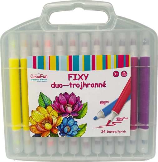 CreaFun fixy Duo τριγωνικά, 24 χρώματα