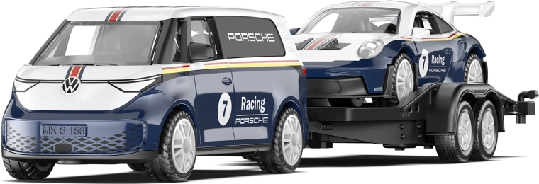 Siku Super VW ID. Buzz με ρυμουλκούμενο και Porsche 911 GT3 RS