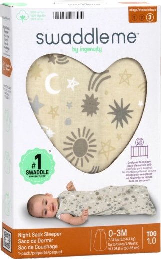 Βαμβακερός υπνόσακος SwaddleMe™ Celestial Dance 1 TOG, 0–3 μηνών