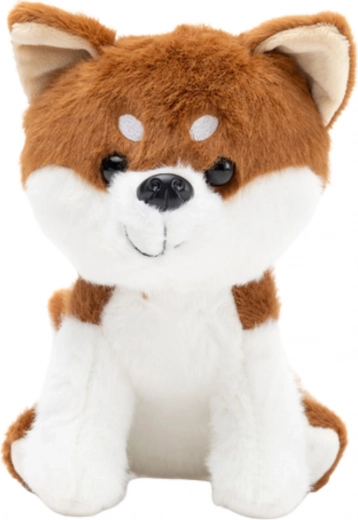 Λούτρινος σκύλος Shiba Inu καφέ-λευκός 20 εκ.