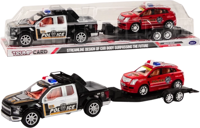 Αστυνομικό pickup με ρυμουλκούμενο τρέιλερ και όχημα εκτός δρόμου