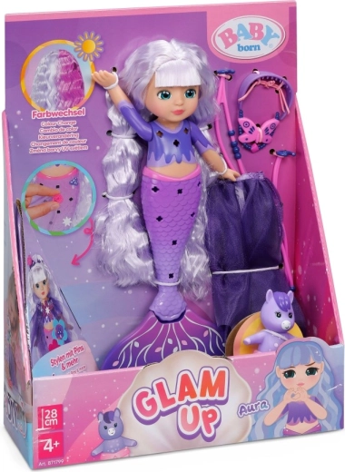 BABY born θαλάσσια νεράιδα Aura Glam Up με μαλλιά που αλλάζουν χρώμα