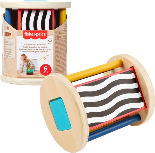 Fisher-Price ξύλινος κύλινδρος ενεργοποίησης για νήπια (αισθητηριακό παιχνίδι)
