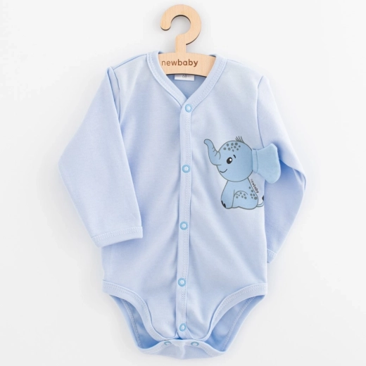 Βρεφικό κορμάκι με μακρύ μανίκι New Baby Happy Elephant, μπλε