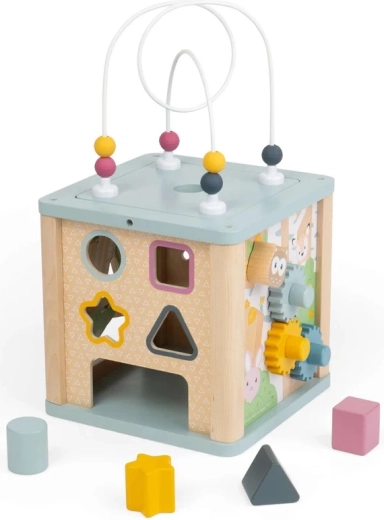 Bigjigs Toys κινητικός κύβος δραστηριοτήτων με λαβύρινθο