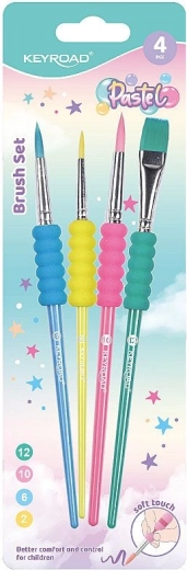 Σετ πινέλων KEYROAD Pastel με μαλακή αφρώδη λαβή, 4 τεμ.