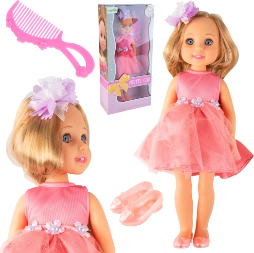 Κούκλα Pretty Girl με ροζ φόρεμα 36 cm