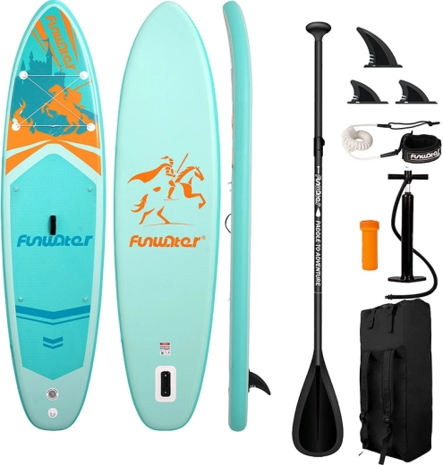 Φουσκωτό paddleboard Funwater 350 × 86 × 15 cm – all‑round σετ SUP (τιρκουάζ)