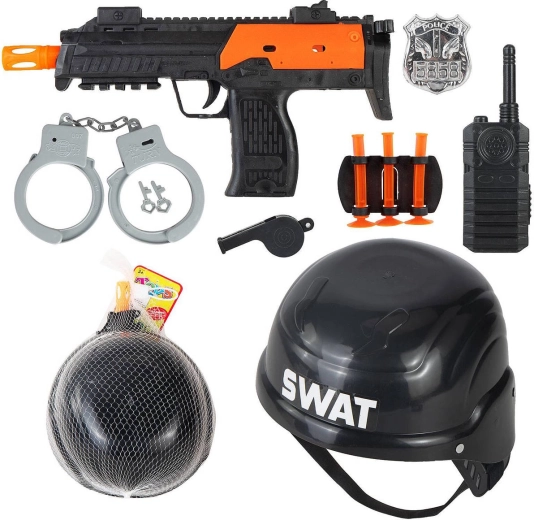 Παιδικό αστυνομικό σετ SWAT με υποπολυβόλο, κράνος και αξεσουάρ