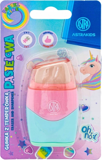 Παστέλ ξύστρα με γόμα 2σε1 ASTRA