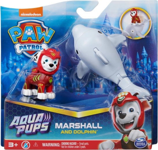 PAW Patrol Aqua Pups – φιγούρα Marshall και δελφίνι με κινούμενη ουρά