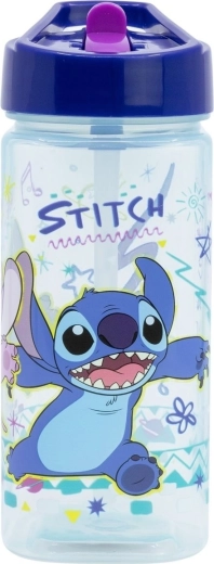 Πλαστικό παιδικό μπουκάλι νερού STITCH 510 ml με καλαμάκι