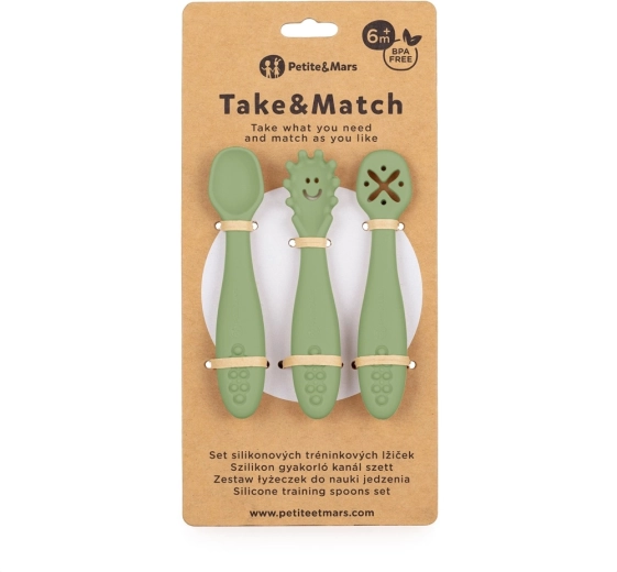 Petite&Mars σιλικονούχα κουταλάκια εκμάθησης Take&Match sweet pea, 3 τεμ., 6m+