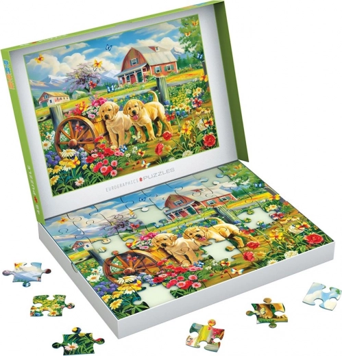 Παζλ EUROGRAPHICS Connecting Pieces Κουτάβια την άνοιξη 48 κομμάτια
