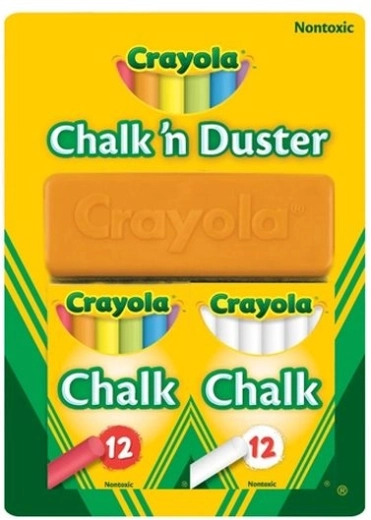 Κιμωλία Crayola λευκή και χρωματιστή με σβηστήρι