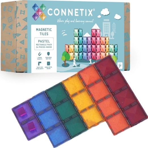 CONNETIX παστέλ ορθογώνια – μαγνητικά δομικά στοιχεία 24 τεμ.