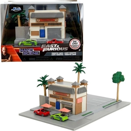 Jada Fast & Furious διόραμα Toretto’s Market and Café με 2 nano αυτοκινητάκια