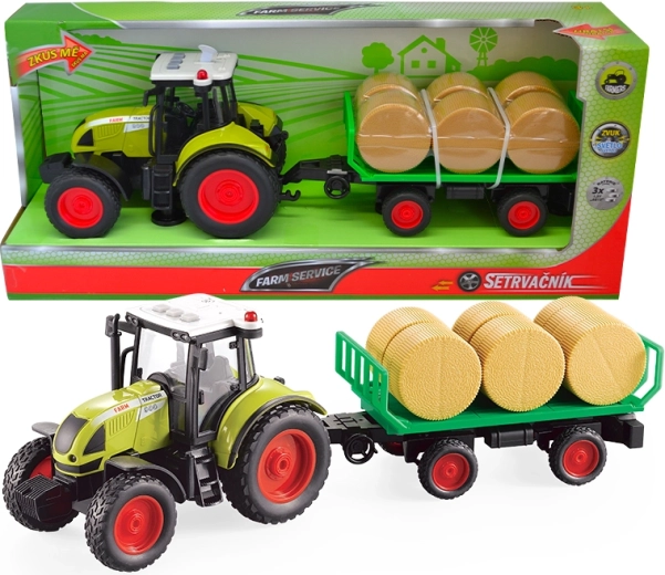 FARM SERVICE τρακτέρ με ρυμουλκούμενο και δέματα άχυρου 1:16