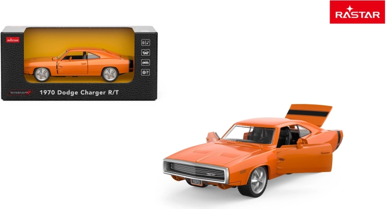 Μεταλλικό αυτοκινητάκι Rastar 1970 Dodge Charger R/T 1:36 πορτοκαλί - 1 τεμάχιο